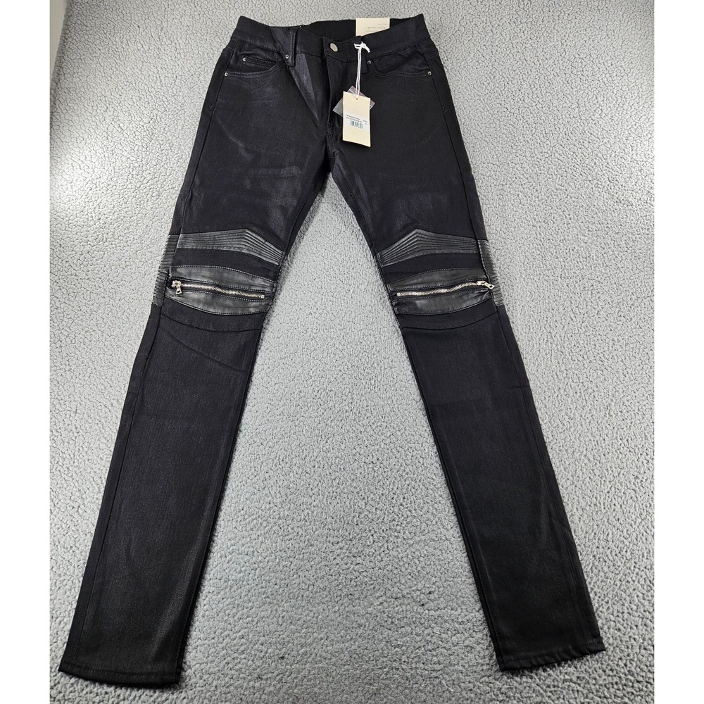 Mnml‎ Jeans Mens 30 Black X186 Black Stretch Denim Moto Biker Punk Streetwear